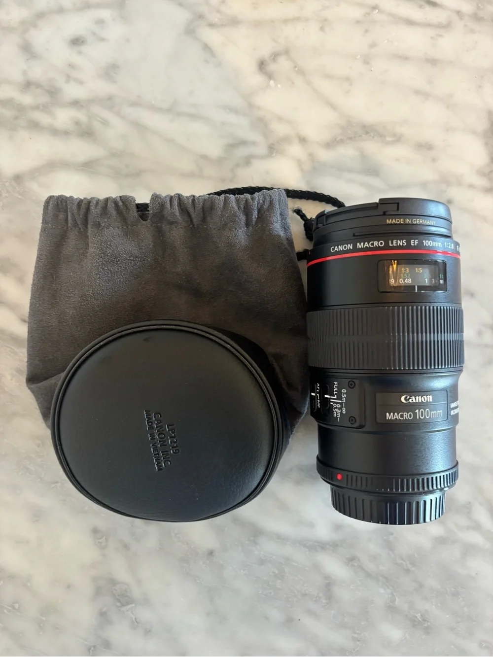Canon 100mm Macro Lens with Red Accent - Excellent Condition (like new)